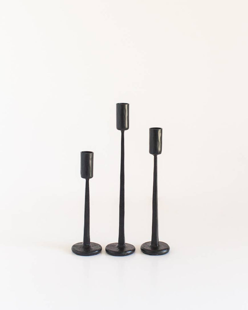 Dante Hand Forged Iron Candlestands: Black