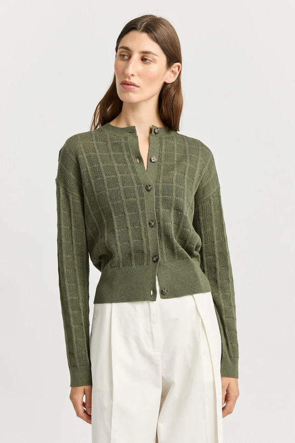 Open stitch cardigan- olive