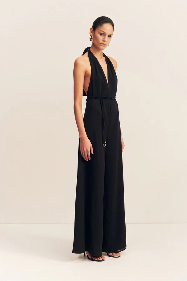 Iliad halter, open back jumpsuit