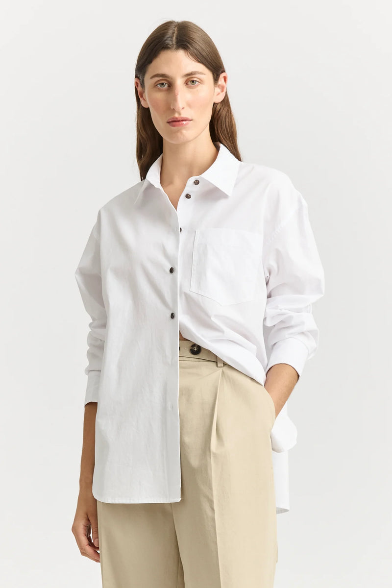 Relaxed cotton shirt- white