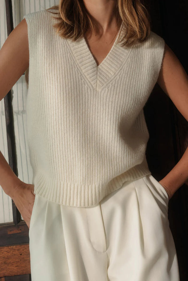 Nova Wool Knit Vest Cream