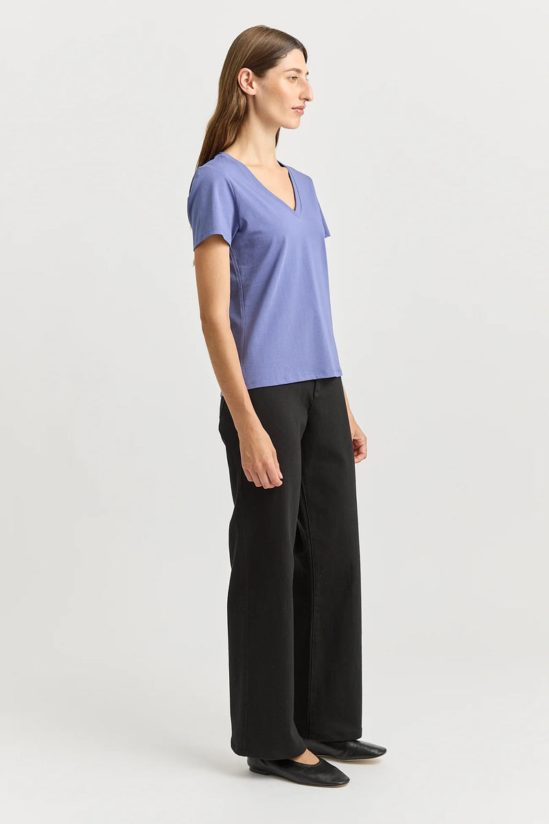 V neck tee- denim blue