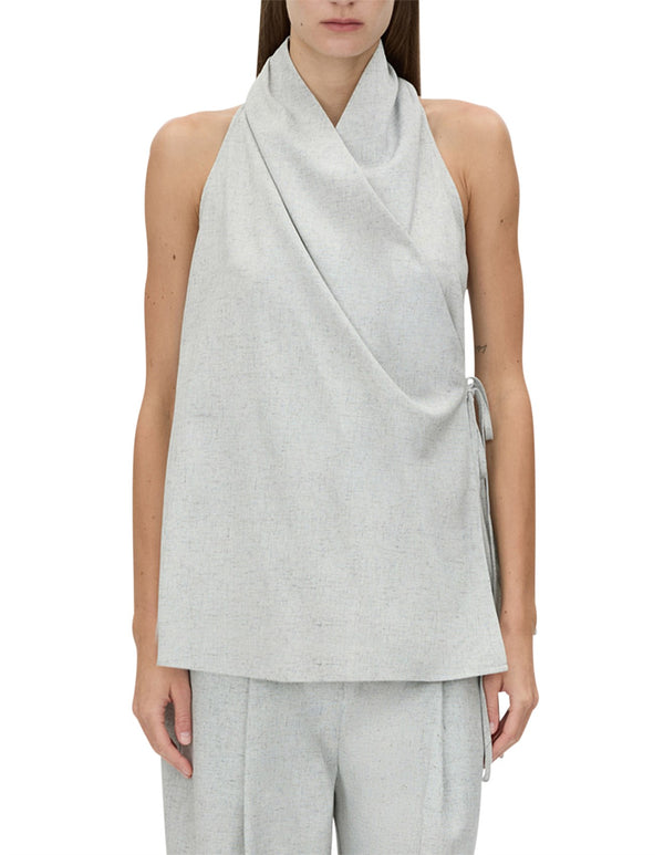 Alta wrap top- light blue marle