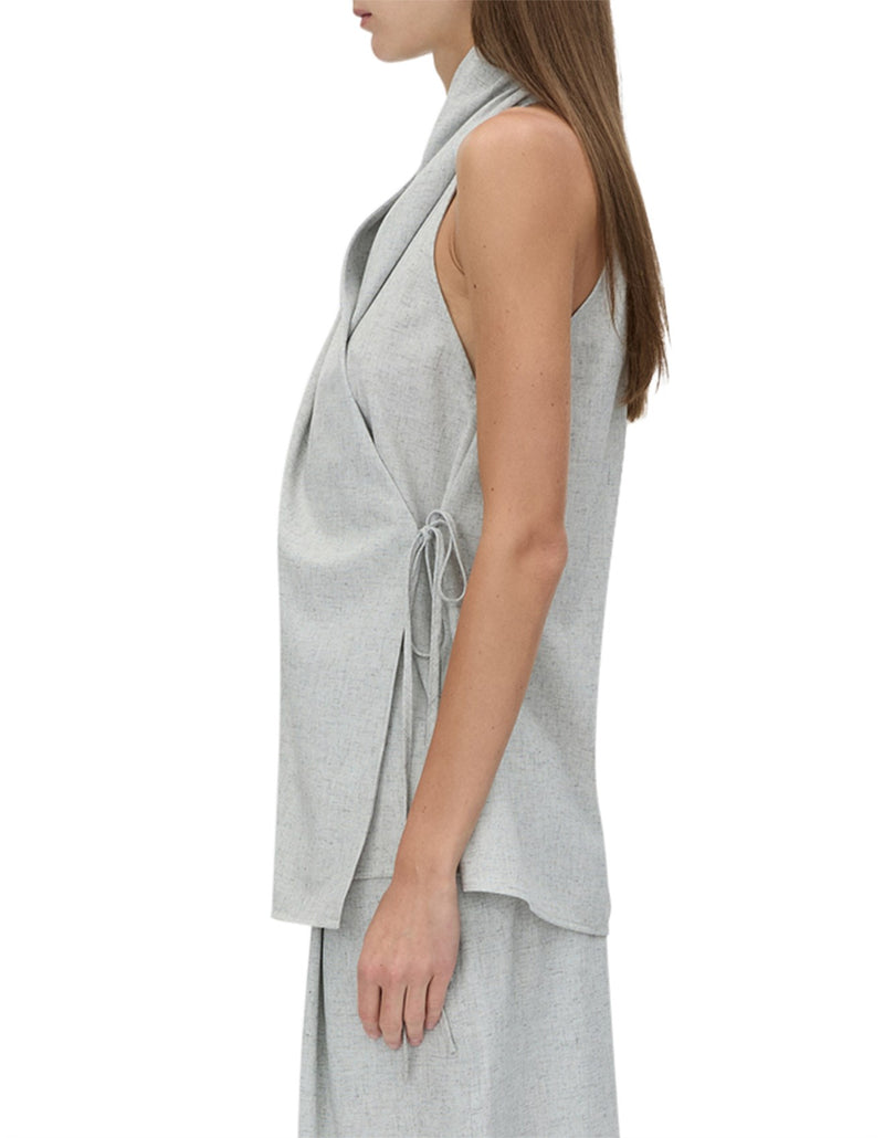 Alta wrap top- light blue marle