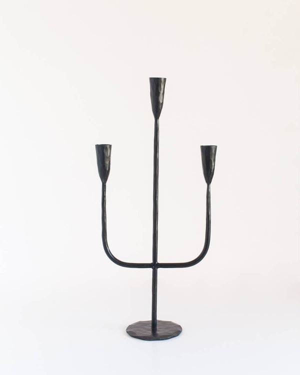 Hand Forged Iron Candelabras: Black