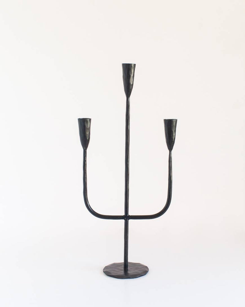 Hand Forged Iron Candelabras: Black