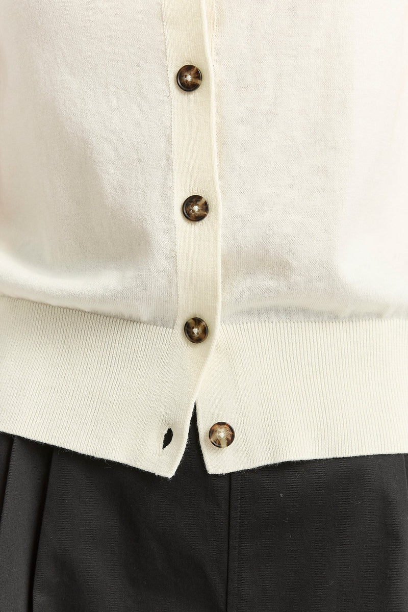 Fine  button tank-white