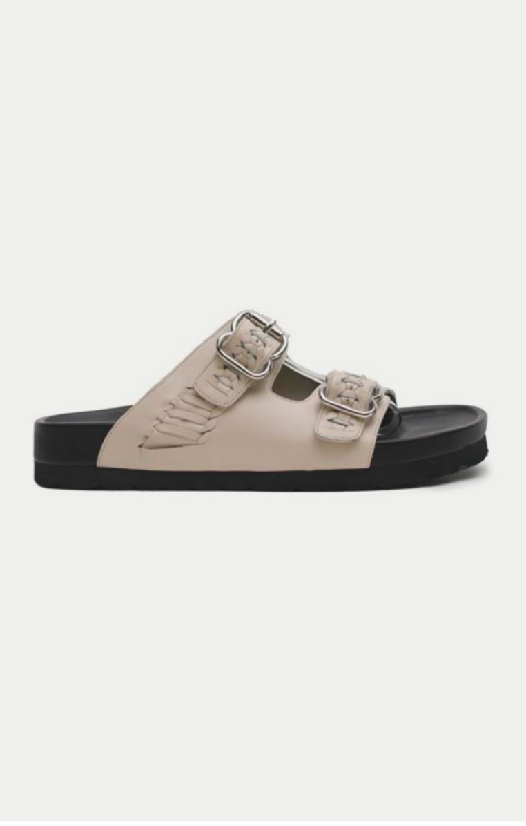 Woven buckle slide - cream