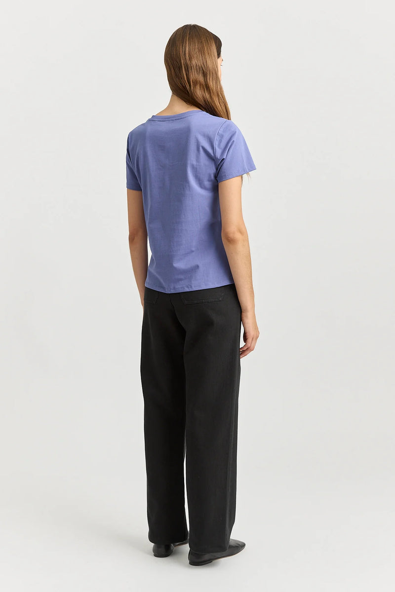 V neck tee- denim blue