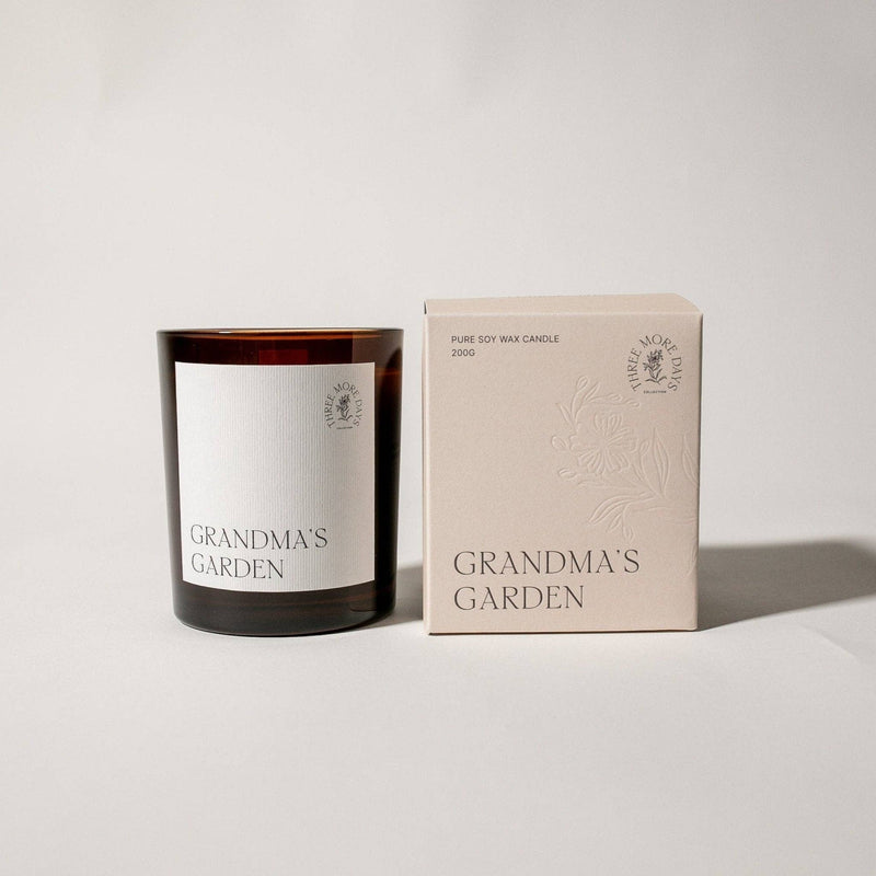 GRANDMA'S GARDEN: WHITE MUSK / BASIL / NEROLI / BERGAMOT AMBER CANDLE 200G