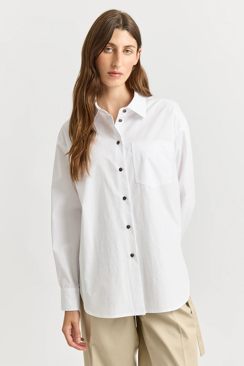 Relaxed cotton shirt- white