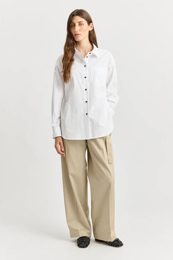 Relaxed cotton shirt- white