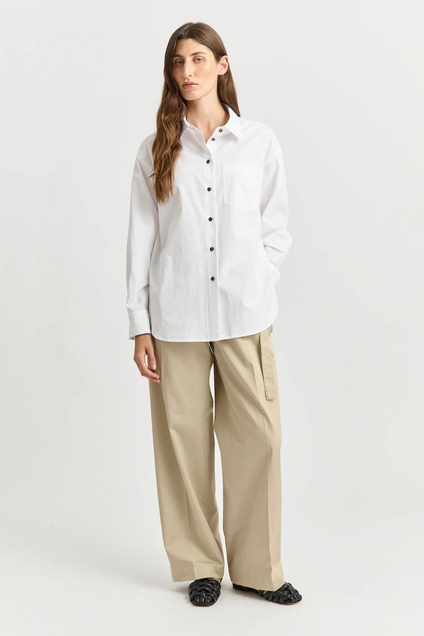 Relaxed cotton shirt- white