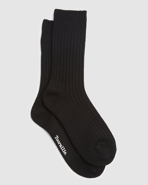 Ribbed Merino Socks Black