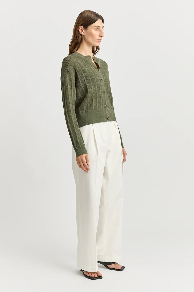 Open stitch cardigan- olive