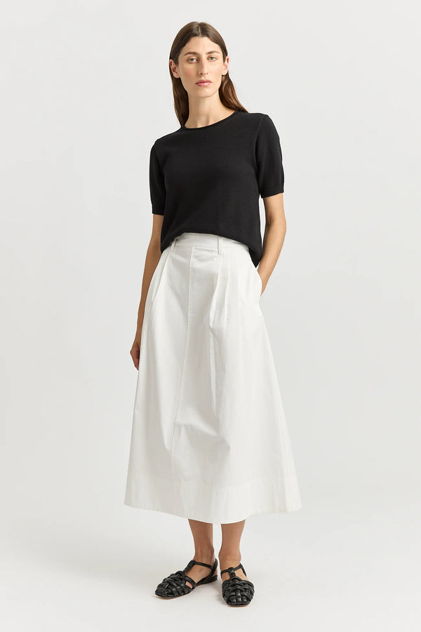 Pleat detail  midi skirt- white