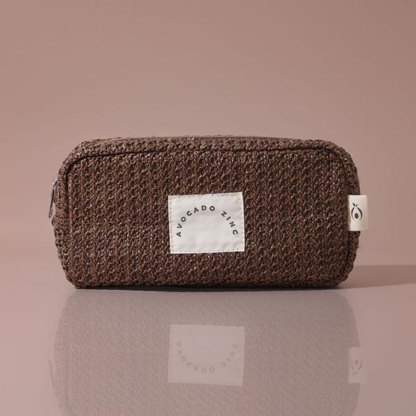 Chocolate Brown Straw Pouch
