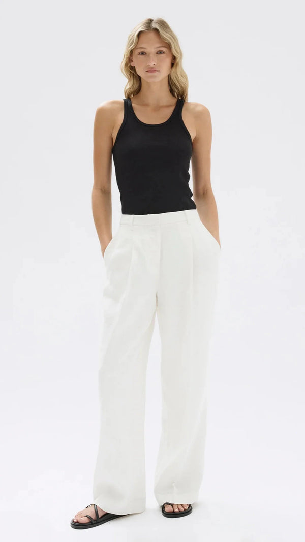 Aria Linen Pant - White