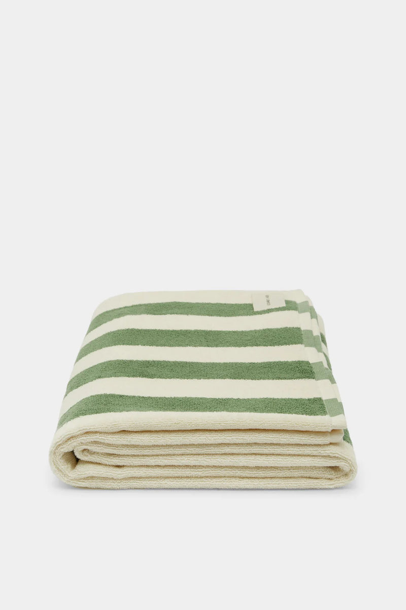 Multi stripe beach towel- pandan/cream