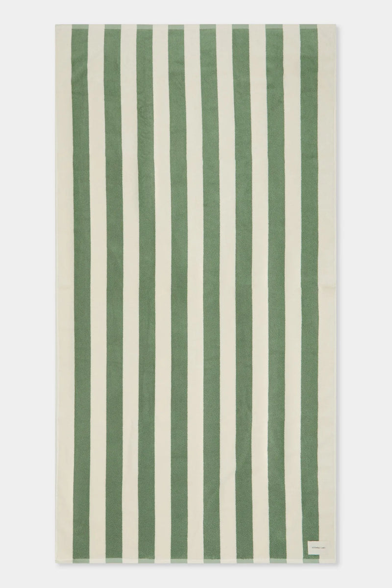 Multi stripe beach towel- pandan/cream