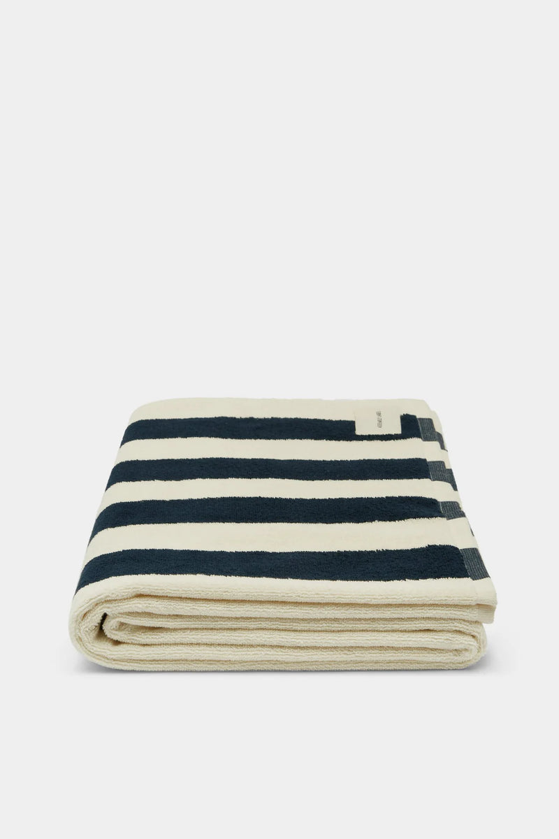 Multi stripe beach towel- true navy/cream