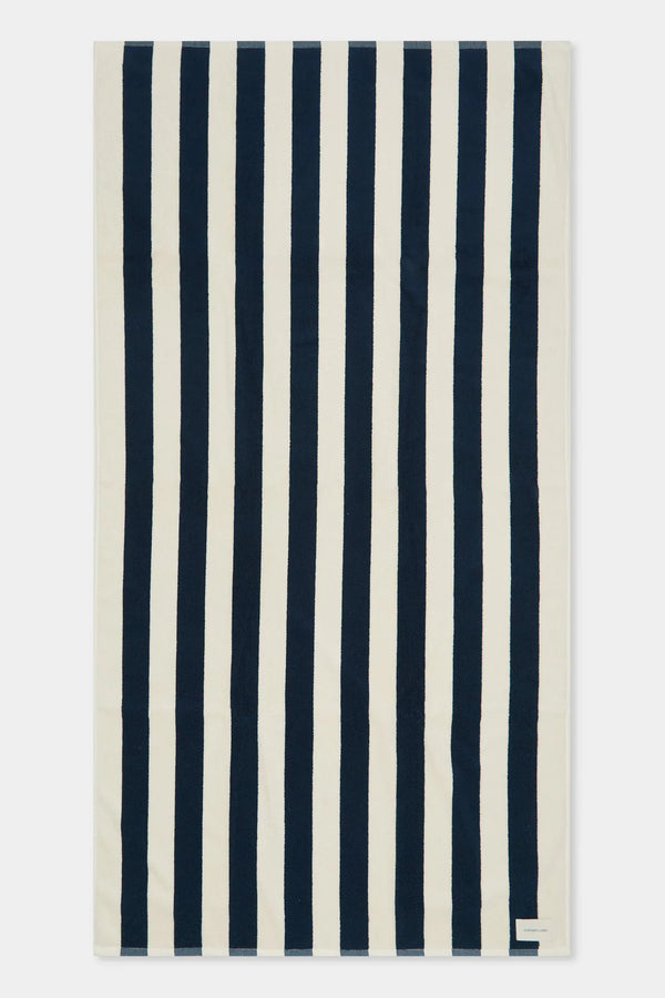 Multi stripe beach towel- true navy/cream