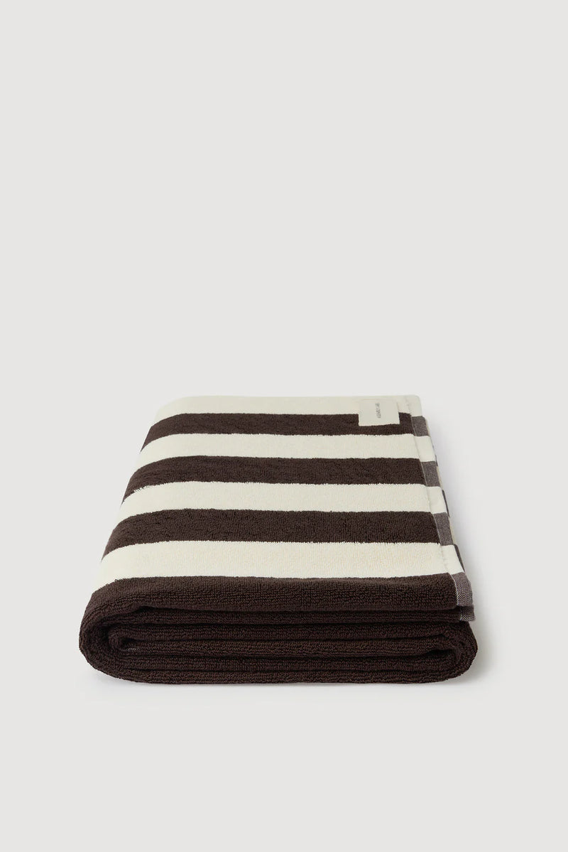 Signature Stripe Beach Towel- ganache/cream