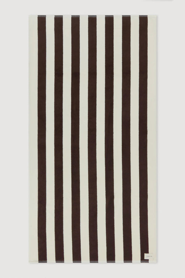 Signature Stripe Beach Towel- ganache/cream