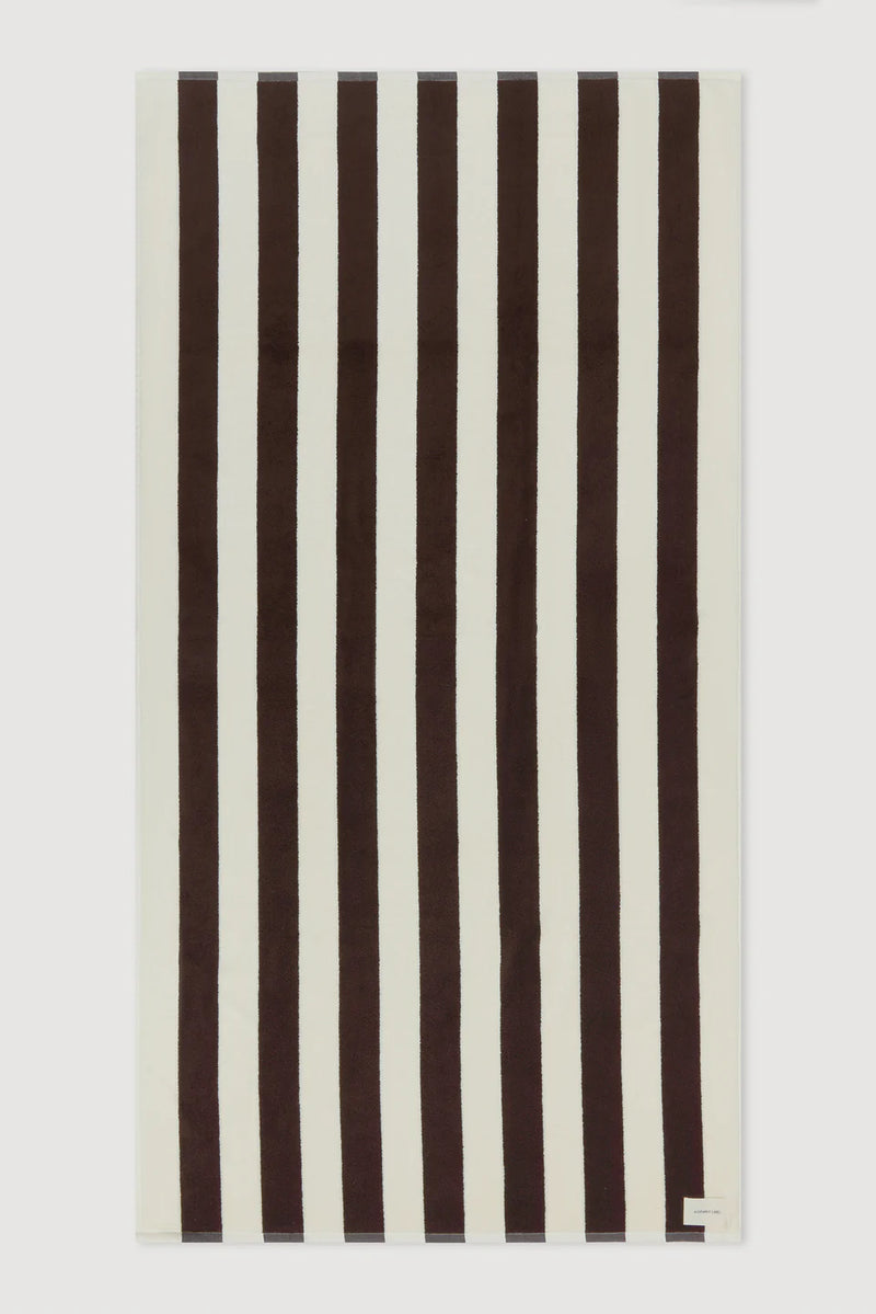 Signature Stripe Beach Towel- ganache/cream