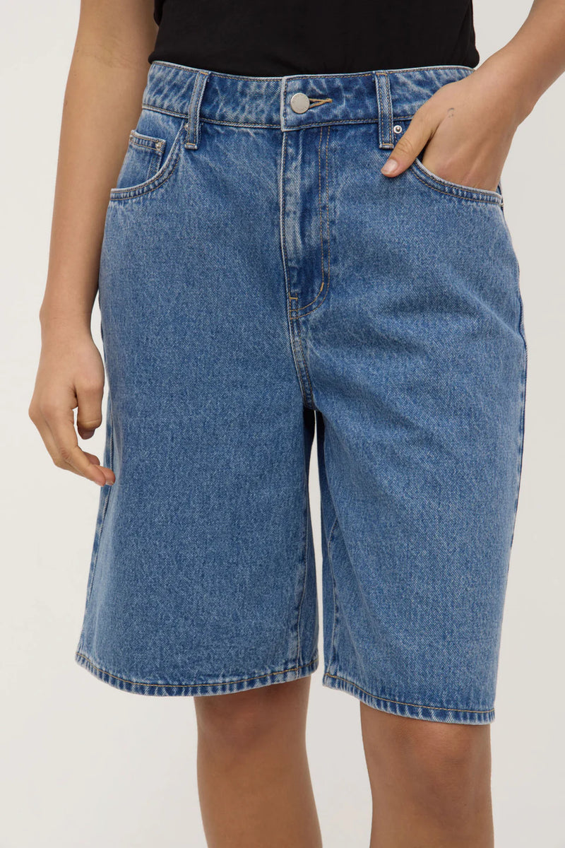 Bermuda denim short-dark stone