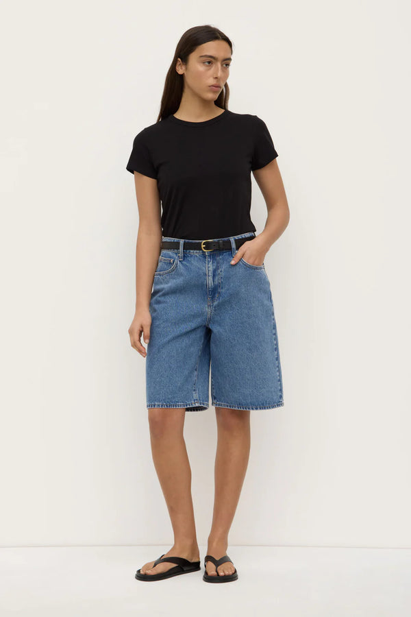 Bermuda denim short-dark stone