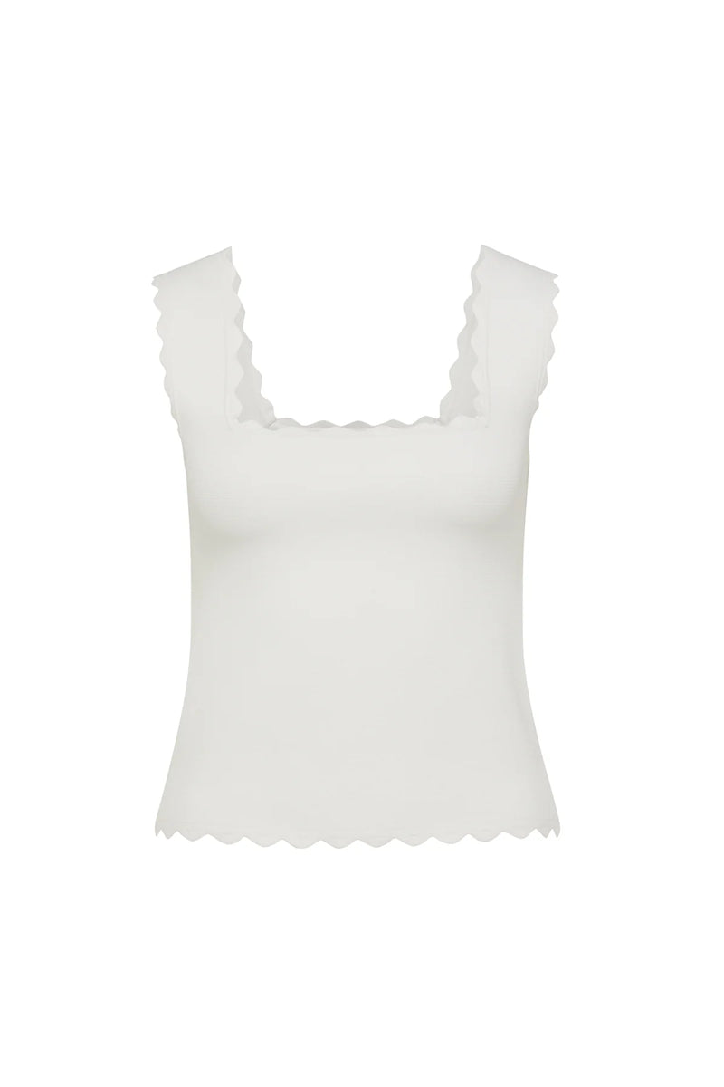 Villa crepe knit tank-white