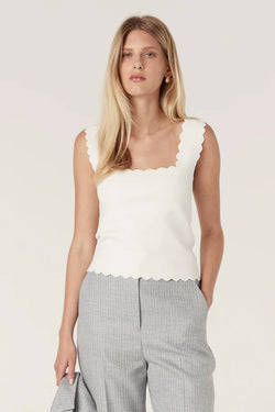 Villa crepe knit tank-white