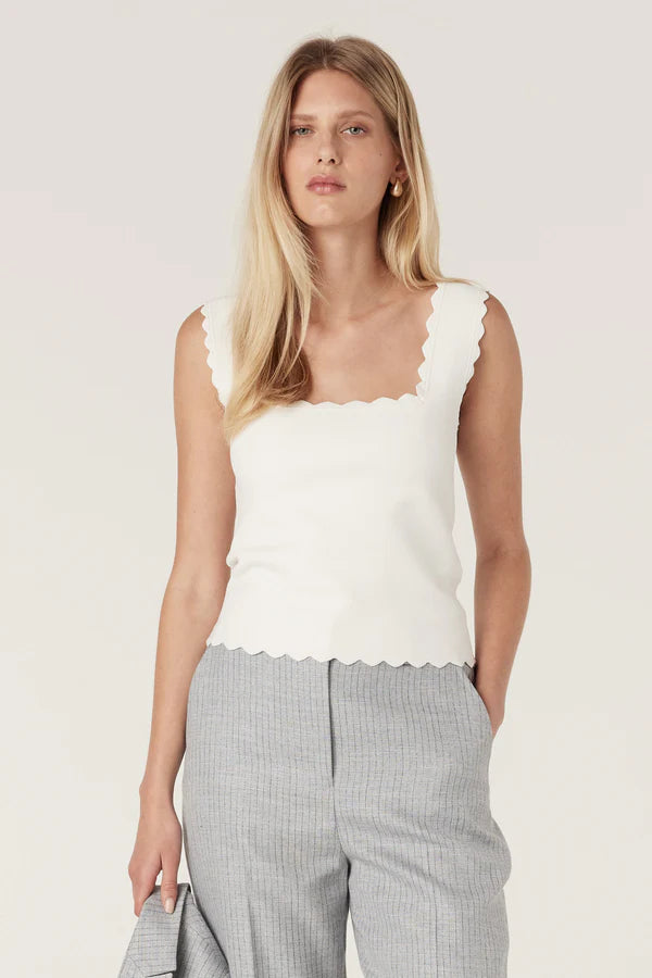 Villa crepe knit tank-white
