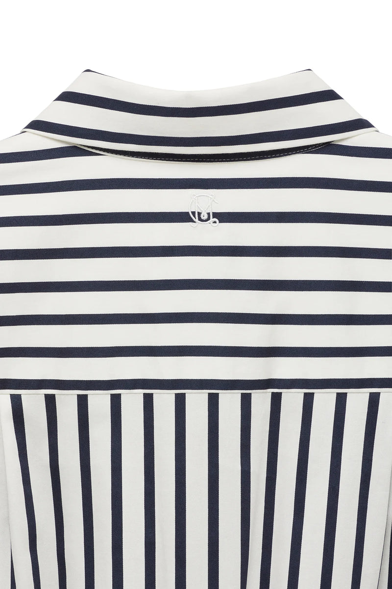 Lina stripe shirt dress-navy