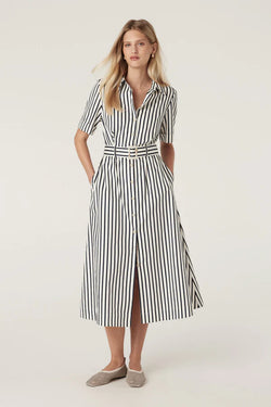 Lina stripe shirt dress-navy