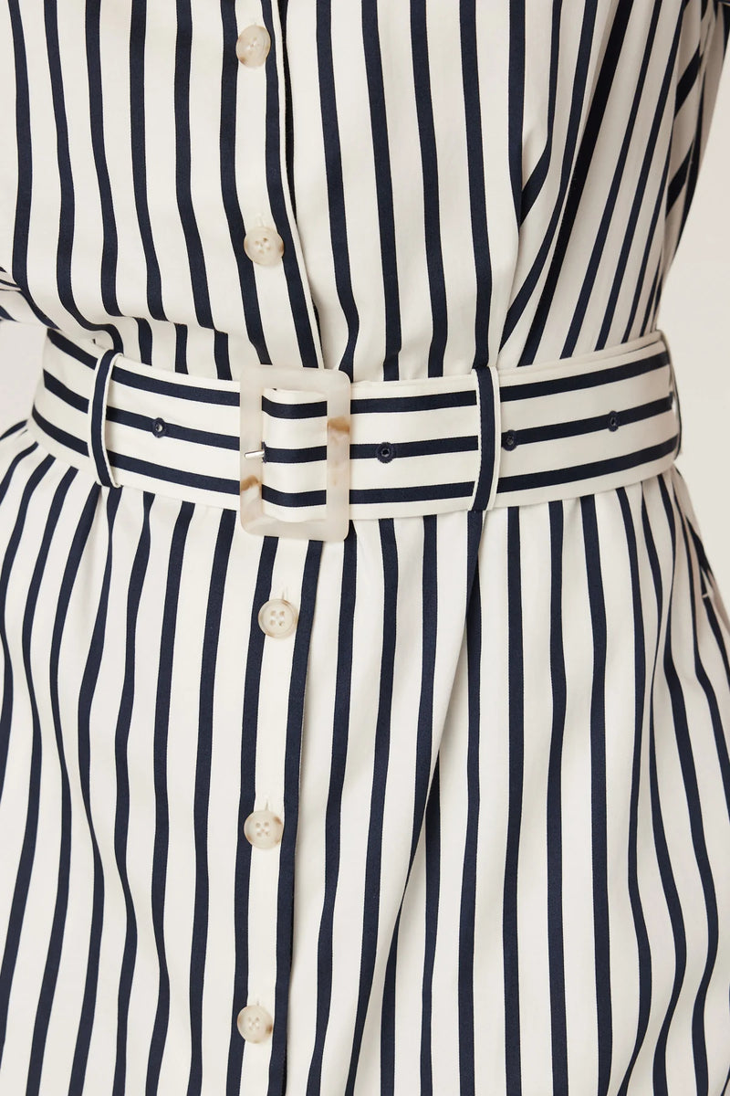 Lina stripe shirt dress-navy