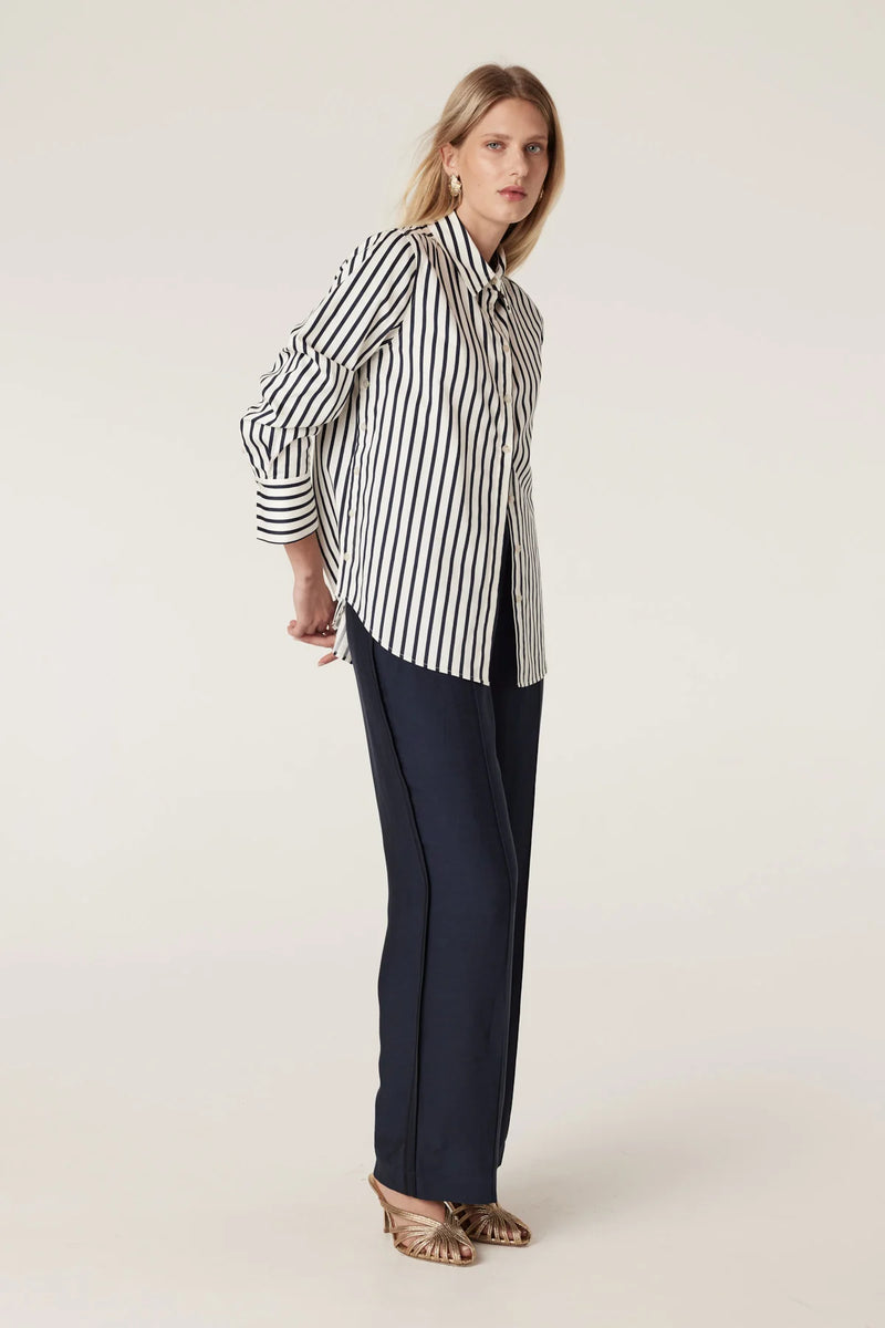 Lina stripe dress shirt- Navy