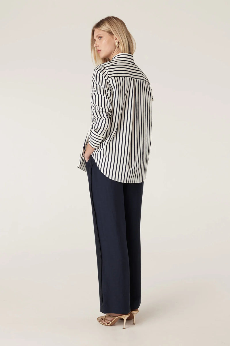 Lina stripe dress shirt- Navy