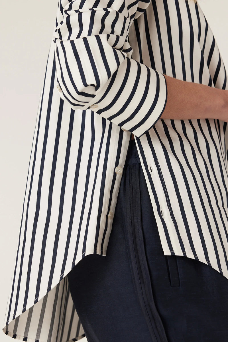 Lina stripe dress shirt- Navy