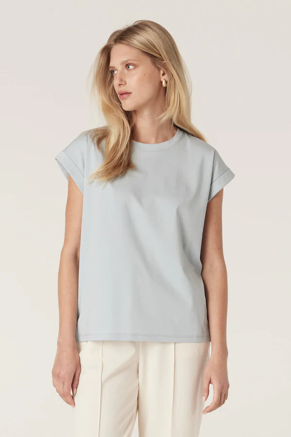 Pima tee- dusty blue