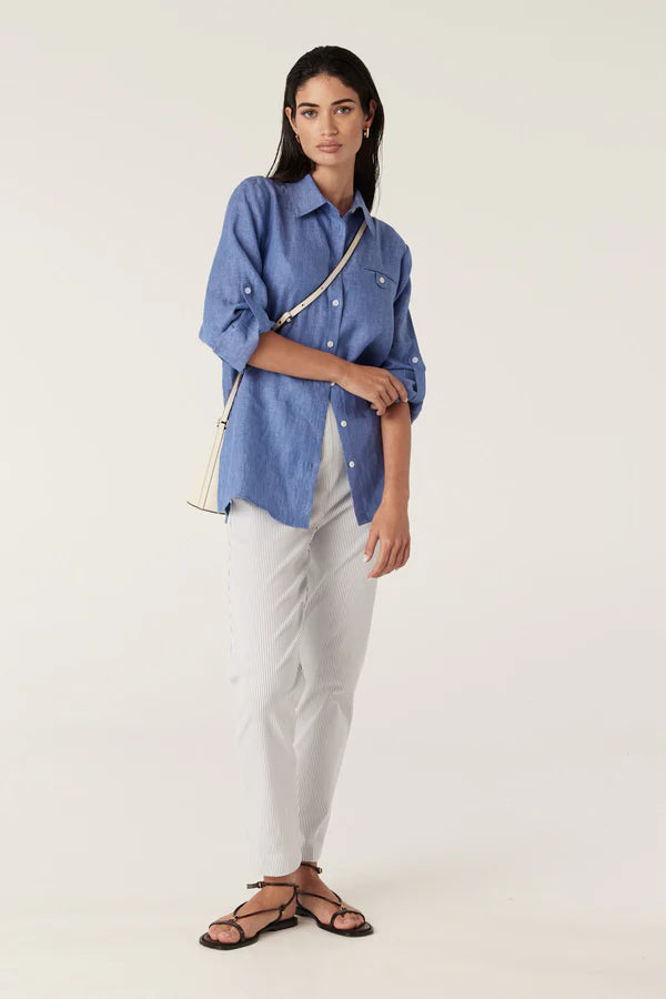 Bell pant- white navy stripe