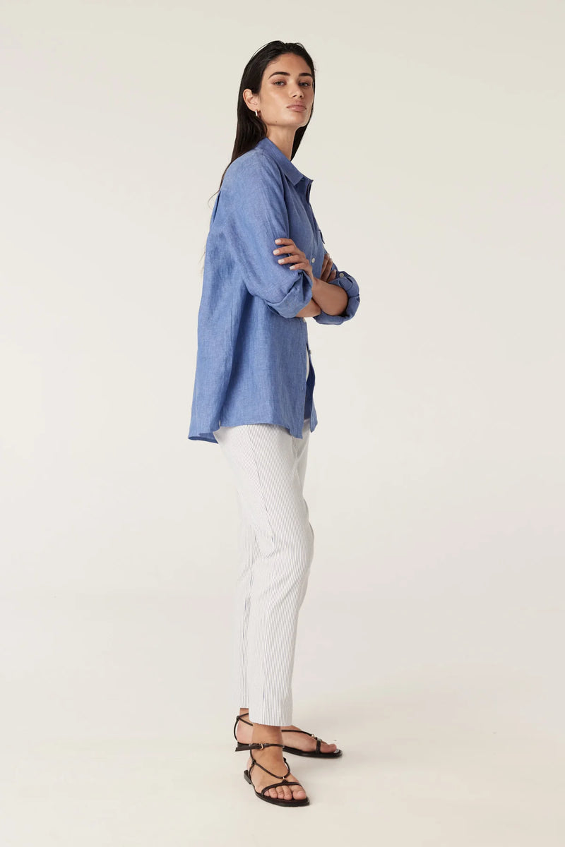 Bell pant- white navy stripe