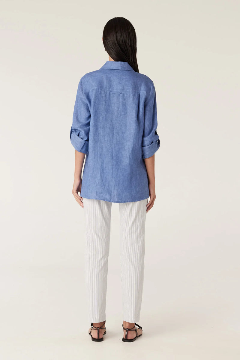 Bell pant- white navy stripe