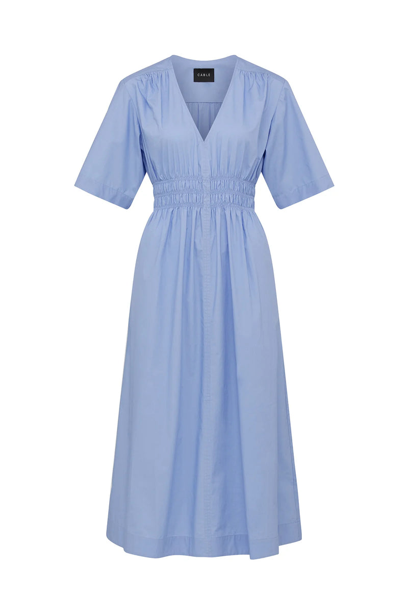 Bella poplin dress- blue