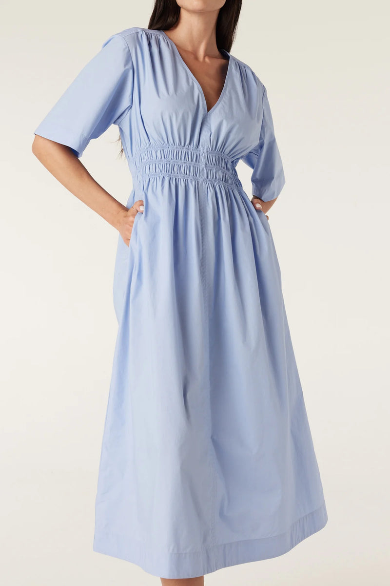 Bella poplin dress- blue