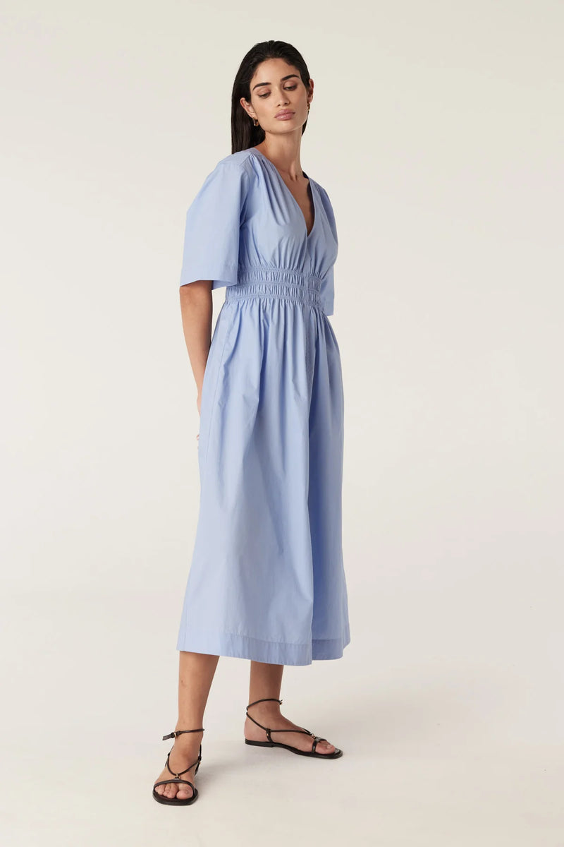 Bella poplin dress- blue
