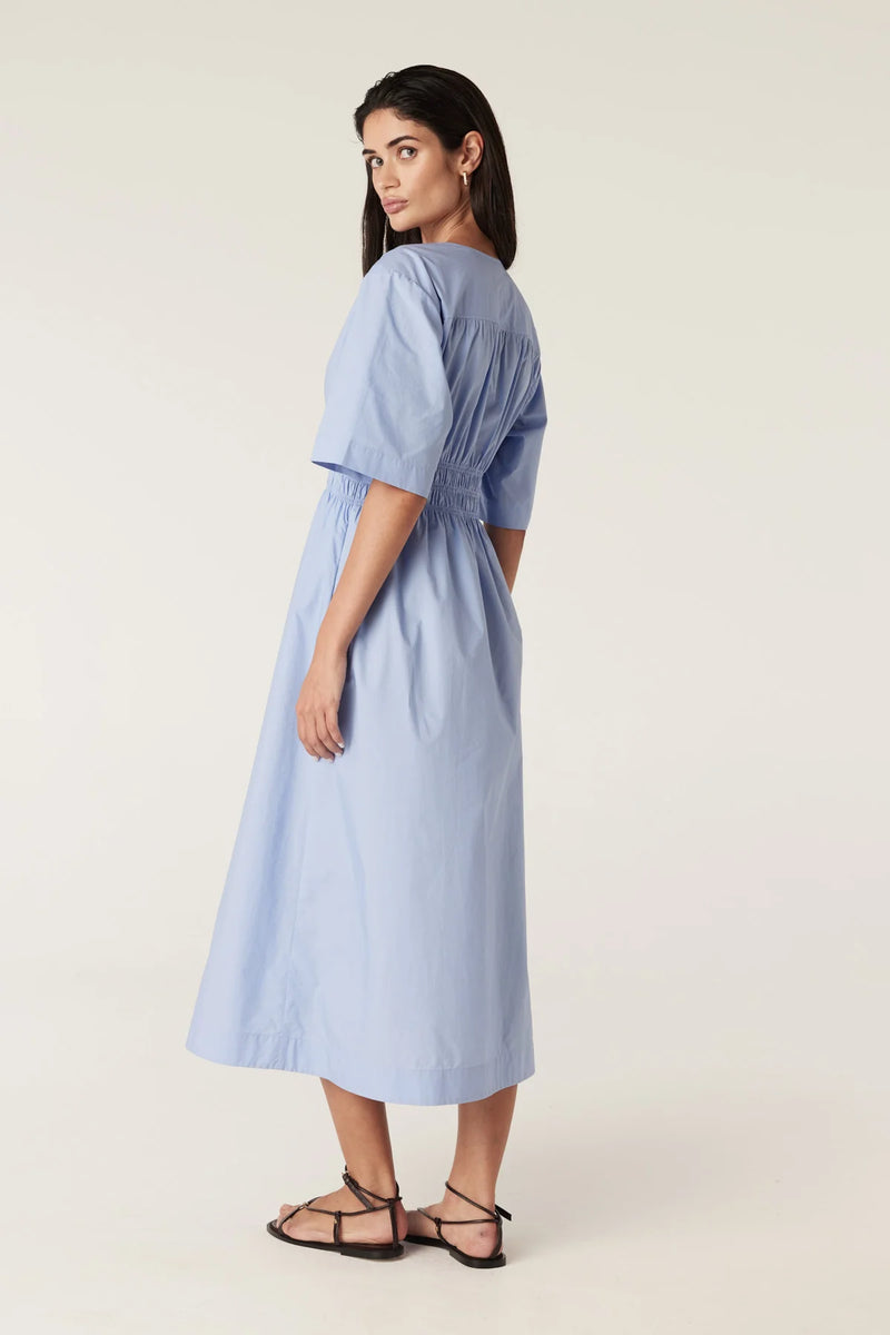 Bella poplin dress- blue