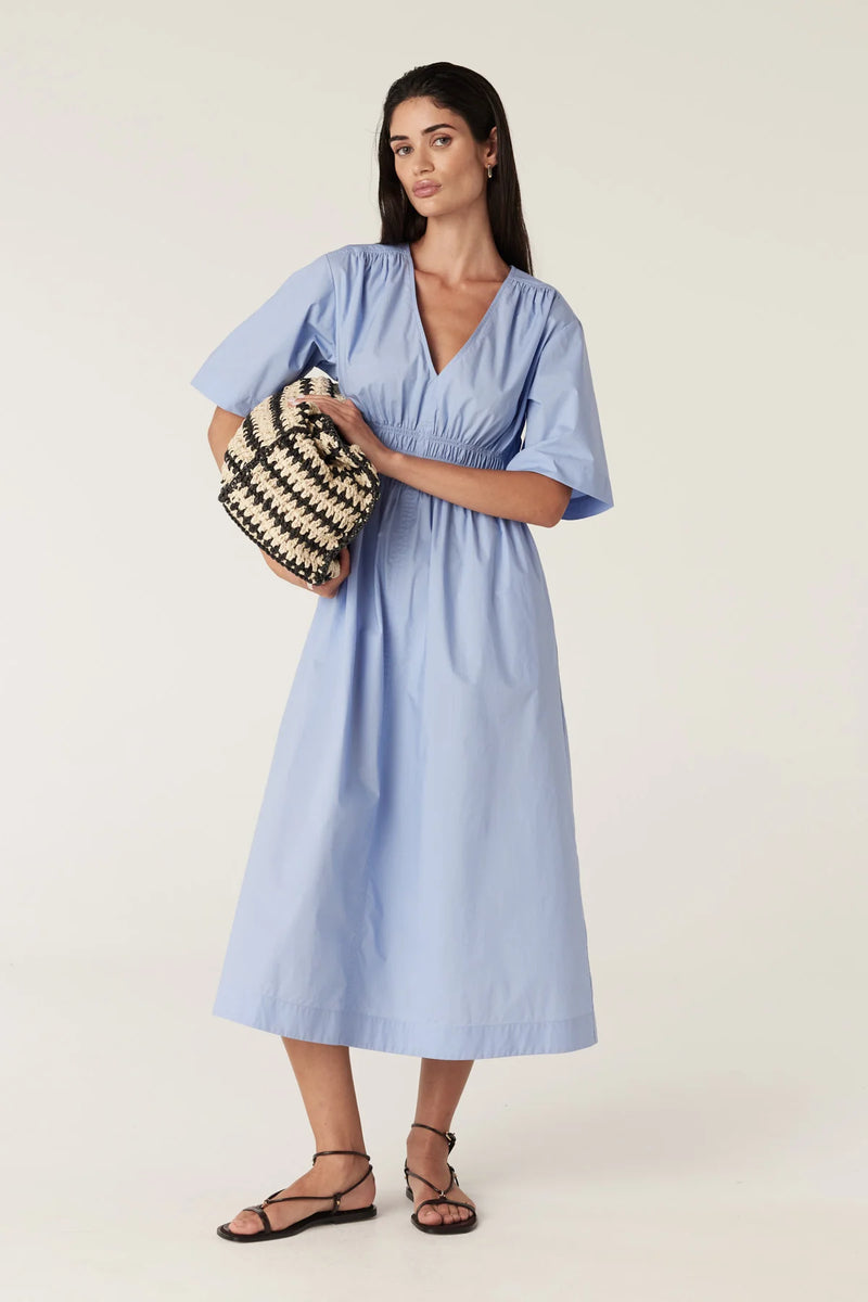 Bella poplin dress- blue