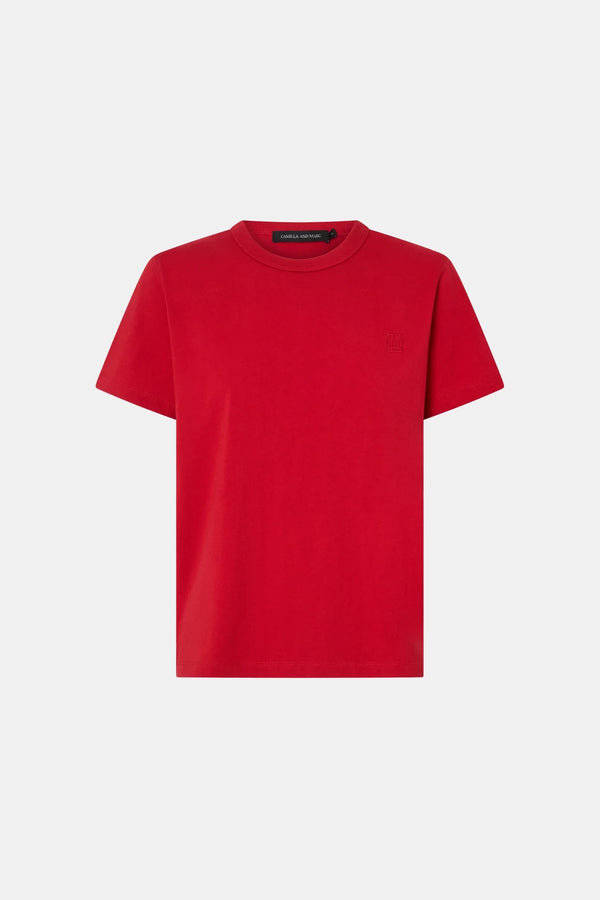 Rosa monogram neat fit tee- poppy red